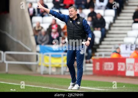 Directeur de Shrewsbury Town, Steve Cotterill - Sunderland / Shrewsbury Town, Sky Bet League One, Stadium of Light, Sunderland, Royaume-Uni - 15th avril 2022 usage éditorial uniquement - restrictions DataCo applicables Banque D'Images