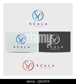 Icônes lettre S et C, monogramme, logo pour les entreprises, maquette de carte en plusieurs couleurs Illustration de Vecteur