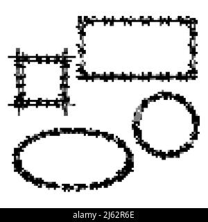 Gainé avec un rectangle barbelé, des cadres carrés et ronds vecteur réaliste isolé sur un arrière-plan plus blanc. Camps de concentration mémoire des prisonniers Illustration de Vecteur