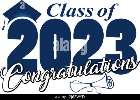 Félicitations classe de 2023 bleu et noir Banque D'Images