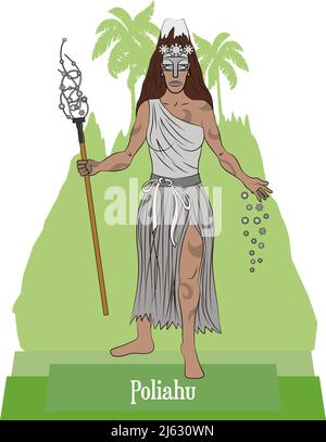 Vecteur d'illustration isolé de la mythique déesse hawaiienne - Déesse polynésienne, Poliahu, déesse de montagne et de neige. Illustration de Vecteur