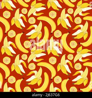 Motif banane sans couture, fruits tropicaux peints à l'aquarelle Banque D'Images