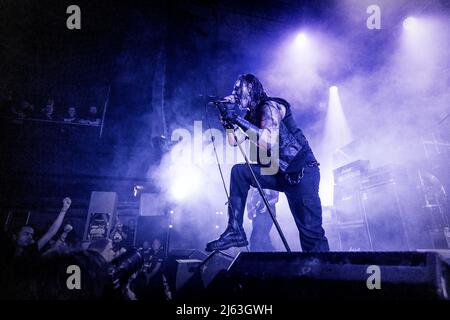 Oslo, Norvège. 16th, avril 2022. Le groupe suédois de Black Metal Marduk joue un concert à Rockefeller dans le cadre du festival norvégien du métal Inferno Metal Festival 2022 à Oslo. Ici, le chanteur Mortuus est vu en direct sur scène. (Crédit photo: Gonzales photo - Terje Dokken). Banque D'Images