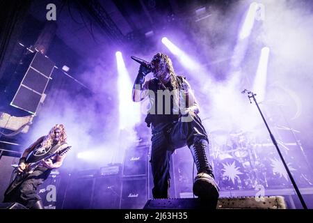 Oslo, Norvège. 16th, avril 2022. Le groupe suédois de Black Metal Marduk joue un concert à Rockefeller dans le cadre du festival norvégien du métal Inferno Metal Festival 2022 à Oslo. Ici, le chanteur Mortuus est vu en direct sur scène. (Crédit photo: Gonzales photo - Terje Dokken). Banque D'Images