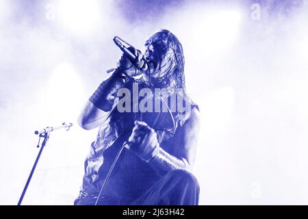 Oslo, Norvège. 16th, avril 2022. Le groupe suédois de Black Metal Marduk joue un concert à Rockefeller dans le cadre du festival norvégien du métal Inferno Metal Festival 2022 à Oslo. Ici, le chanteur Mortuus est vu en direct sur scène. (Crédit photo: Gonzales photo - Terje Dokken). Banque D'Images