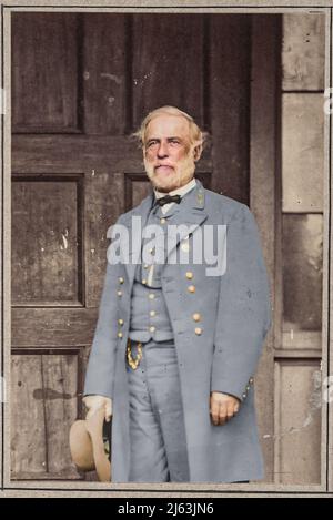 Le 9 avril 1865, le général confédéré Robert E. Lee a remis son armée au général de l'Union Ulysses S. Grant, au palais de justice d'Appomattox, en Virginie. Banque D'Images