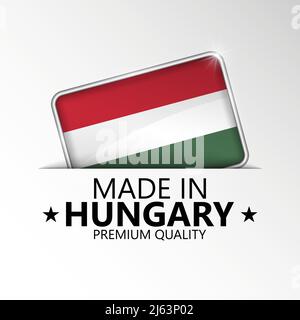 Fabriqué en Hongrie graphique et étiquette. Élément d'impact pour l'utilisation que vous voulez en faire. Illustration de Vecteur