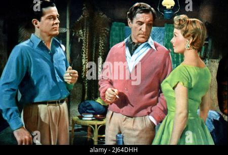 DANA ANDREWS, DAVID FARRAR, JEANNE CRAIN, DUEL DANS LA JUNGLE, 1954 Banque D'Images