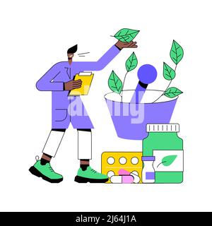 Illustration du vecteur de concept abstrait de l'homéopathie. Médecine homéopathique, traitement alternatif, approche holistique, méthode de l'homéopathie, médicament naturel, métaphore abstraite du service de santé naturopathique. Illustration de Vecteur