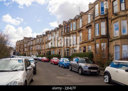 Immeuble résidentiel traditionnel de Glasgow construit en grès à Holmhead place, Cathcart Banque D'Images