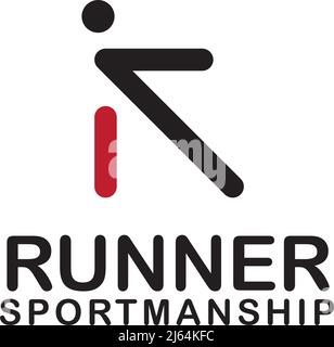 Icône représentant un coureur avec logo vectoriel en forme de lettre R. Illustration de Vecteur