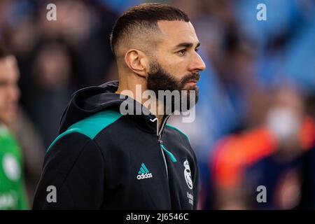 MANCHESTER, ANGLETERRE - AVRIL 26 : Karim Benzema lors de la semi finale de la Ligue des champions de l'UEFA un match entre Manchester City et Real Madrid au stade de la ville de Manchester le 26 avril 2022 à Manchester, Royaume-Uni. (Photo de SF) crédit: Sebo47/Alay Live News Banque D'Images