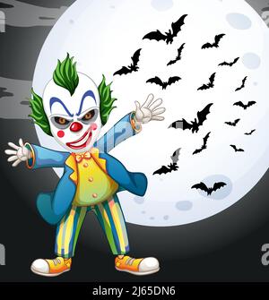 Un clown effrayant sur l'illustration du jour d'halloween Illustration de Vecteur