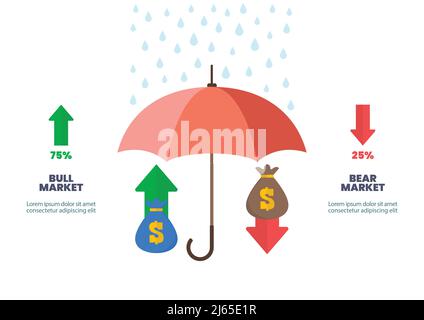 Infographie sur le parapluie avec sacs d'argent. Illustration du vecteur de concept métier. Illustration de Vecteur