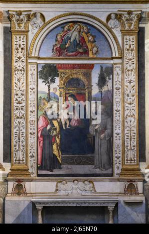 Rome. Italie. Basilique de Santa Maria del Popolo. La Chapelle Basso Della Rovere (la Cappella Basso Della Rovere). Madonna avec l'enfant et les saints (ou Banque D'Images