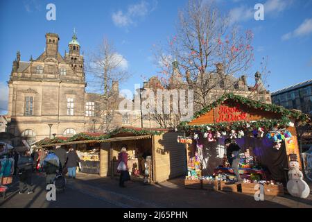 Marchés de Noël à Sheffield au Royaume-Uni Banque D'Images