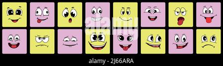 Grand ensemble mignon amusant emoji Smiley collection. Illustration de Vecteur