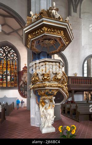 Kanzel von 1693, Pfarrkirche St. Peter und Paul, Goerlitz, Oberlausitz, Sachsen, Allemagne Banque D'Images