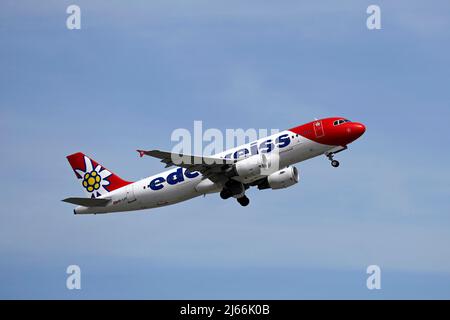 Flugzeug Edelweiss Air, Airbus A320-200, HB-IJV Zuerich Kloten, Suisse Banque D'Images