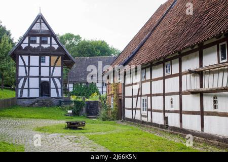 Musée régional du folklore de Westphalian, ancienne ferme, Landschaftsverband Westfalen-Lippe, Musée en plein air de LWL, Detmold, Rhénanie-du-Nord-Westphalie Banque D'Images