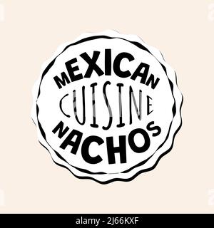 Nucos mexicains fast food badge de fastfood café ou restaurant. Mexique cuisine nacho cercle logo. Logotype de plat traditionnel latino-américain. Un restaurant ou un restaurant, un vecteur d'insigne isolé Illustration de Vecteur