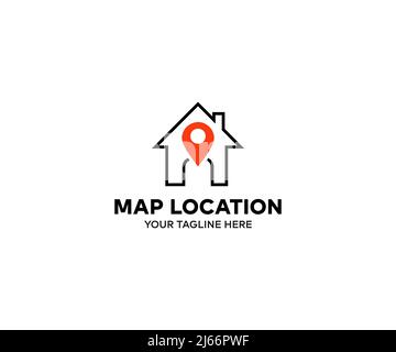 Conception du logo de localisation de la carte. Concept de déplacement. Changement d'adresse, nouvel emplacement sur la carte de navigation. A utiliser pour, page de renvoi, modèle, interface utilisateur, Web, application mobile, publier Illustration de Vecteur