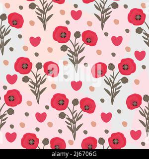 Joli motif coquelicot sans coutures sur fond coloré Illustration de Vecteur