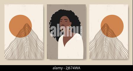 Ensemble moderne minimaliste d'illustrations abstraites. Illustration de Vecteur