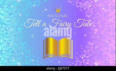 National Tell a Fairy Tale Day Illustration de fond en bleu et violet couleur et livre d'or Illustration de Vecteur