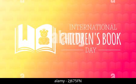 International Children's Book Day Vector Illustration Design en jaune et rouge Illustration de Vecteur