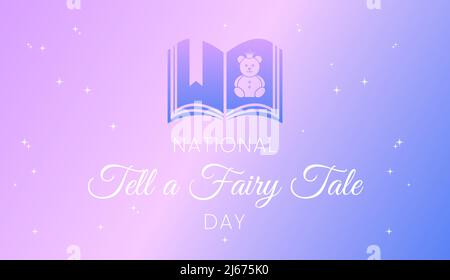 Purple National Tell a Fairy Tale Day Magical Dreamy Background Illustration Design Illustration de Vecteur