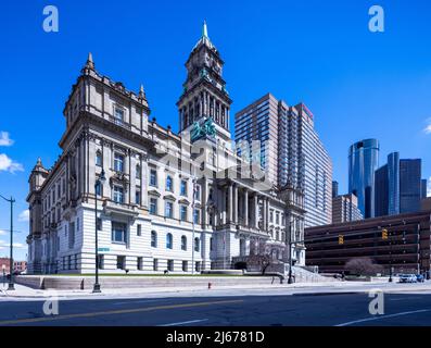 Wayne County Building, anciennement Courthouse, au 600 Randolph Street, dans le centre-ville de Detroit, Michigan, États-Unis Banque D'Images