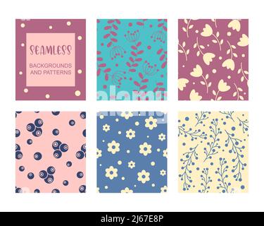 Ensemble de motifs tendance sans couture. Éléments floraux Illustration de Vecteur