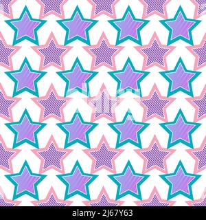 Motif de grandes étoiles pourpres et roses. Vecteur sur fond blanc. Illustration de Vecteur