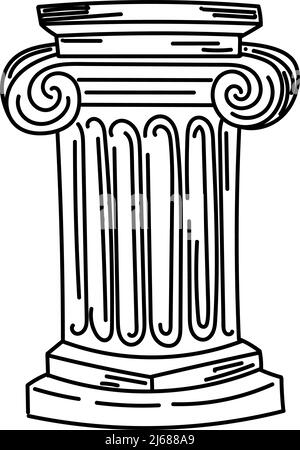 Colonne grecque, dessin à la main style doodle. Grèce antique. Colonne ionique. Illustration simple vectorielle Illustration de Vecteur