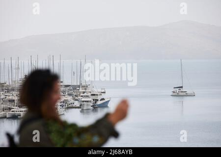 Trogir en Croatie centre de la côte Adriatique, marina ACI Marina Banque D'Images