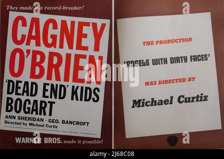 PUBLICITÉ COMMERCIALE AMÉRICAINE pour JAMES CAGNEY et PAT O'BRIEN dans ANGELS WITH DIRTY FACES 1938 réalisateur MICHAEL CURTIZ histoire Rowland Brown musique Max Steiner Warner Bros. Banque D'Images