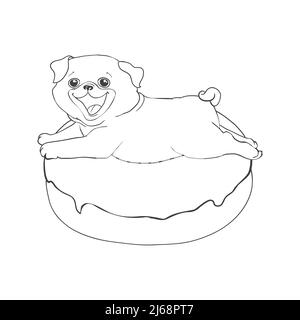 Le PUG vector dessin illustration en couleur noir isolé sur fond blanc Illustration de Vecteur
