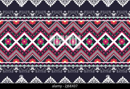 Motif floral tribal Ikat sans coutures. Tissu ethnique aztèque tapis mandala ornement textile natif de boho chevron. Ébroide géométrique oriental tranditionnel Illustration de Vecteur