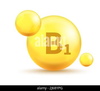 Capsules de vitamine dorée.3D bulles d'or réalistes.Pilules de multivitamines vectorielles Illustration de Vecteur