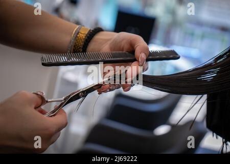 Des photos de salon de coiffure et d'ongles avec diverses images nécessaires pour vos plateformes de médias sociaux.Images des hommes obtenir une coupe de cheveux. Banque D'Images