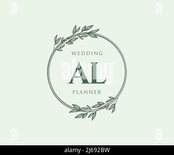 AL initiales lettre mariage monogramme collection de logos, dessin à la main moderne minimaliste et modèles floraux pour cartes d'invitation, Save the Date, élégant Illustration de Vecteur