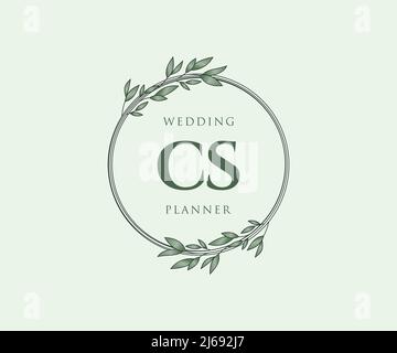 CS initiales lettre mariage monogramme logos collection, dessin à la main moderne minimaliste et modèles floraux pour cartes d'invitation, Save the Date, élégant Illustration de Vecteur