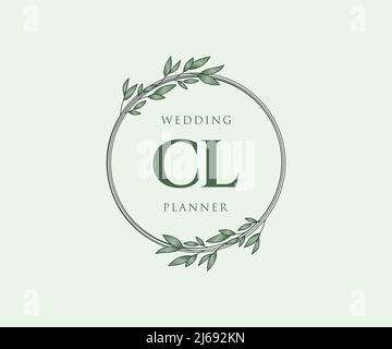 CL initiales lettre mariage monogramme logos collection, dessin à la main moderne minimaliste et modèles floraux pour cartes d'invitation, Save the Date, élégant Illustration de Vecteur