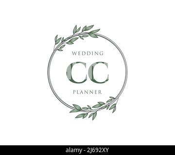 CC initiales lettre mariage monogramme collection de logos, dessin à la main moderne minimaliste et modèles floraux pour cartes d'invitation, Save the Date, élégant Illustration de Vecteur