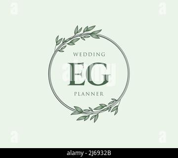 PAR EXEMPLE lettre initiale mariage monogramme collection de logos, dessin à la main moderne minimaliste et modèles floraux pour cartes d'invitation, Enregistrer la date, élégant Illustration de Vecteur