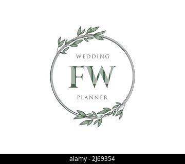 FW initiales lettre mariage monogramme logos collection, dessin à la main moderne minimalistes et modèles floraux pour cartes d'invitation, Save the Date, élégant Illustration de Vecteur