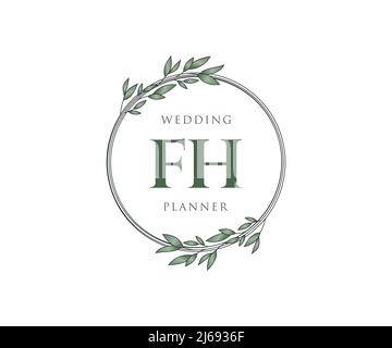 FH initiales lettre mariage monogramme logos collection, dessin à la main moderne minimaliste et modèles floraux pour cartes d'invitation, Save the Date, élégant Illustration de Vecteur