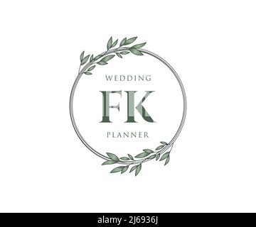 FK initiales lettre mariage monogramme collection de logos, dessin à la main moderne minimaliste et modèles floraux pour cartes d'invitation, Save the Date, élégant Illustration de Vecteur