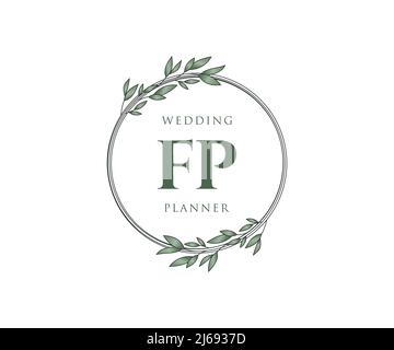 FP initiales lettre mariage monogramme collection de logos, dessin à la main moderne minimaliste et modèles floraux pour cartes d'invitation, Save the Date, élégant Illustration de Vecteur